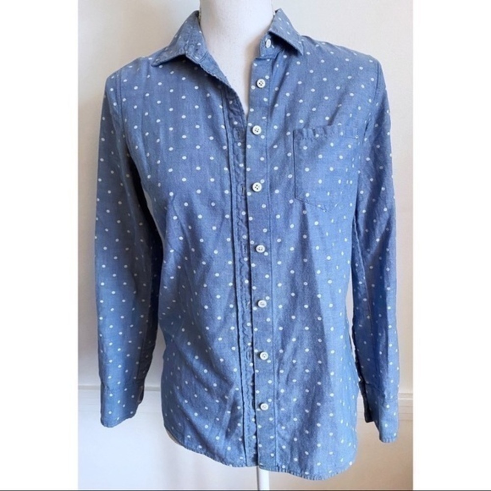 J. Crew • Blue Chambray Polka Dot Boy Shirt